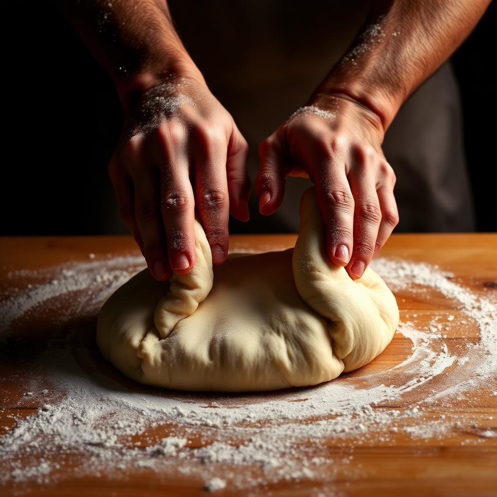 Mãos a trabalhar massa de pizza